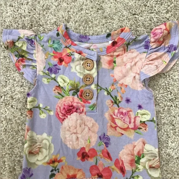 POSH PEANUT Bellamy Ruffled Twirl Skirt Bodysuit Dress Size 3-6m - Picture 3 of 5